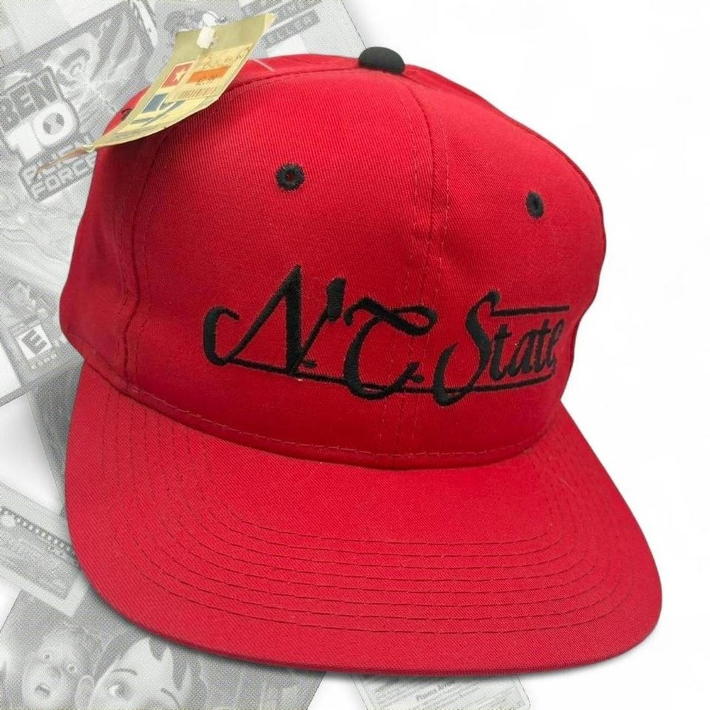 Vintage 90s The Game NC State College Snapback Hat Red Black NWT